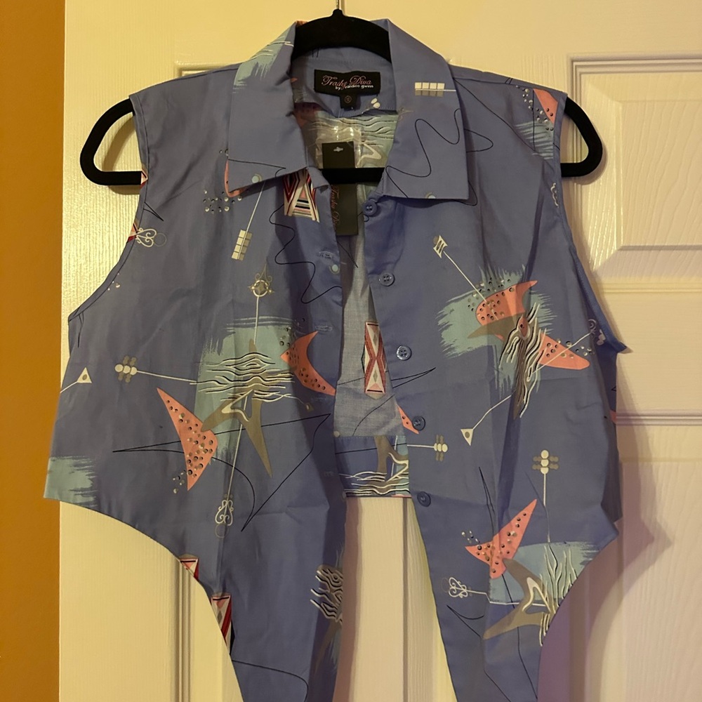 Trashy Diva Lilac Atomic Dolly Tie top. Size 12